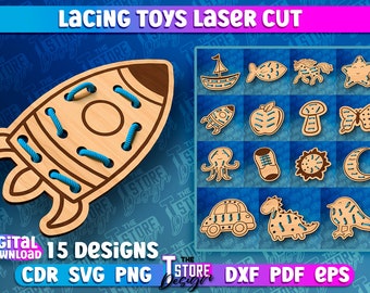 Lacing Toys Laser Cut, Kids Game Laser Design, Montessori lacing toys, learn to tie shoe laces svg, baby education, Wood Embroidery Blanks