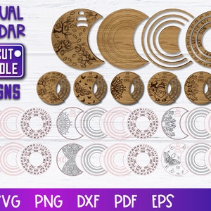 Perpetual Calendar Laser Cut SVG Bundle | Calendar SVG Design | CNC Files