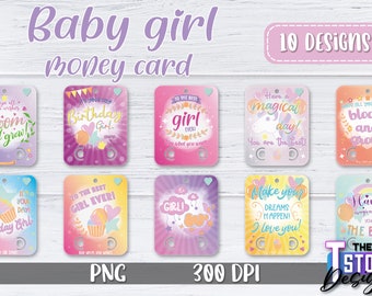 Baby Girl Money Card Sublimation Bundle | Money Holder Cutting Files | Girl Design