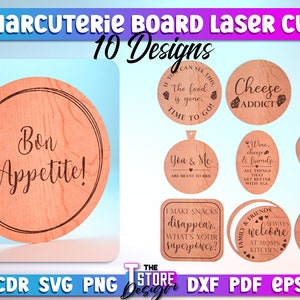 Charcuterie Board Laser Cut Bundle | Charcuterie Board SVG Design | Laser Cut Files