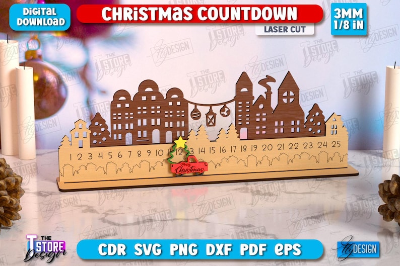 3d Christmas Countdown Laser Cut Bundle, Days Until Christmas Svg, Xmas ...