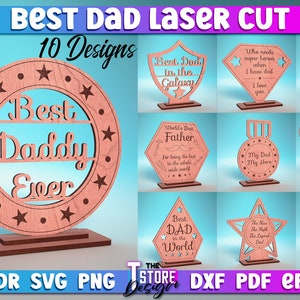 Best Dad Laser Cut SVG Bundle Award Trophy SVG Design Laser Cut Files zdjęcie 1