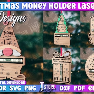 Christmas Money Holder SVG |  Christmas Ornament Laser Cut | Money Gift Holder Svg | Money Holder Laser Cut SVG Bundle | CNC Files