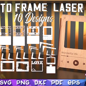 Cadre photo Laser Cut SVG Bundle | Conception de cadre photo SVG | Fichiers découpés au laser | Fichiers CNC