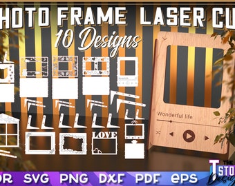 Cadre photo Laser Cut SVG Bundle | Conception de cadre photo SVG | Fichiers découpés au laser | Fichiers CNC