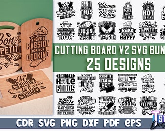Cutting Board SVG Bundle | Kitchen Design SVG | Funny Kitchen Quotes v.2
