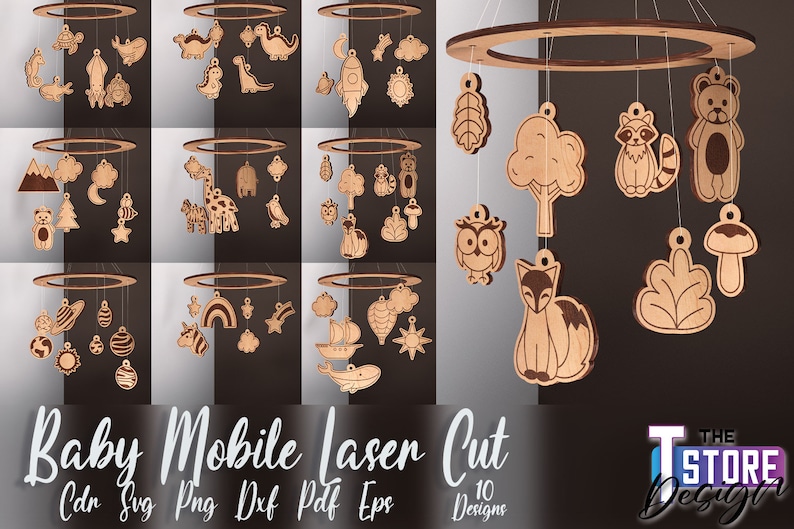 Baby Mobile SVG Laser Cut Bundle Baby Mobile SVG Design Laser Cut Files image 1