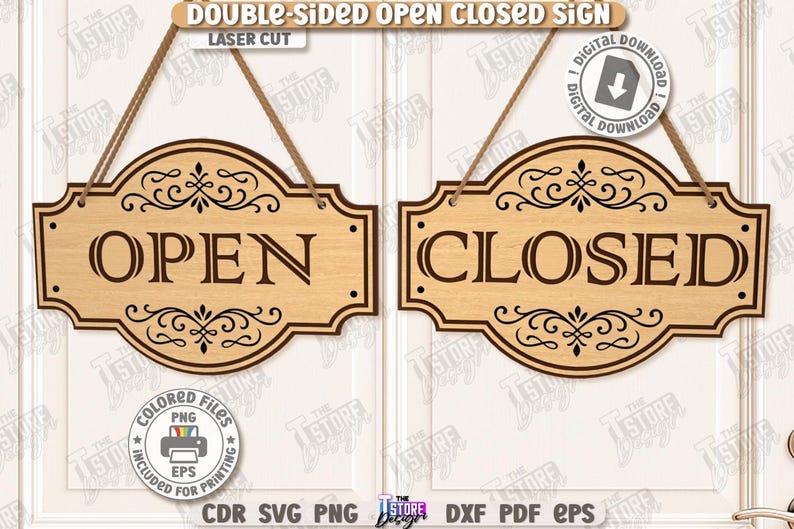 Window Close. Sign Svg Double-sided Open Closed Signs Laser Cut Bundle, We Are Open We Are ...