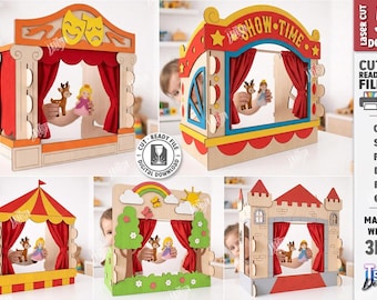 Table Puppet Theater SVG Laser Cut - Kids Wooden Play Theater - Montessori Toy Gift - Pretend Play Stage - Glowforge Files svg