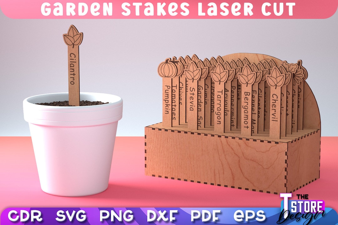 Garden Stakes SVG Bundle Plants Stakes SVG Design Laser Cut Files CNC