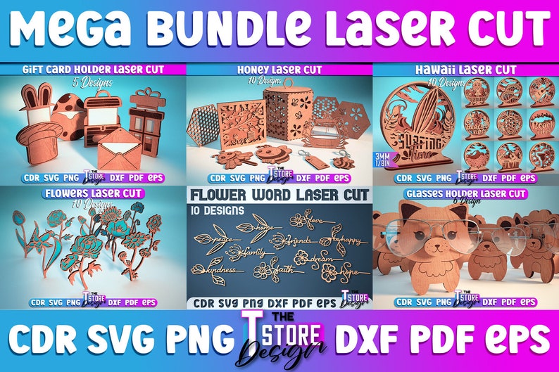 Laser geschnittenes Mega Bundle SVG CNC-Dateien Gravur SVG Bild 6