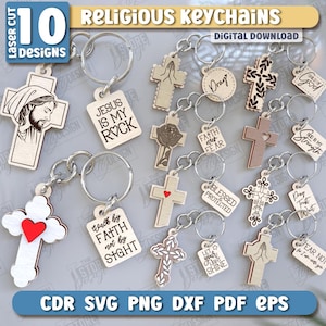 Religieuze sleutelhanger lasergesneden bundel, religieuze sleutelhangers bijbelverzen, christelijke kruis sleutelhanger, bijbelcitaten sleutelhanger, christelijke zinnen svg