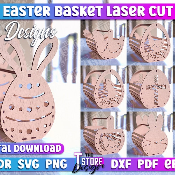 Osternest Laser Cut | Ostern Geschenkkorb Laser Cut | Happy Easter Osterei Korb Design | Laser Cut Osterkorb Design | Eierhalter