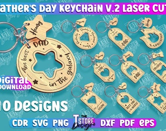 Father's Day Keychain Laser Cut Bundle | Dad Gift Lasercut | Pop Up Father's Day Keyrings | Daddy Quotes | Personalized Keychain | Paired