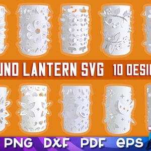 Runde Laterne SVG Bundle | Papierarbeiten | Papierlampe SVG | Rundes Windlicht Design