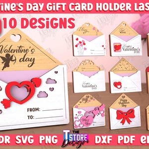 Paquete de porta tarjetas de regalo de San Valentín en 3D cortado con láser, porta tarjetas de regalo cortado con láser, porta tarjetas de regalo en forma de sobre, paquete de sobres de cartas cortados con láser en 3D