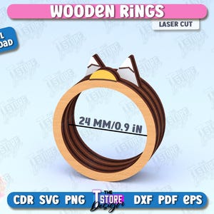 Kids Wooden Rings Laser Cut Bundle, Kids Jewelry for Girls, 3D Wooden ...