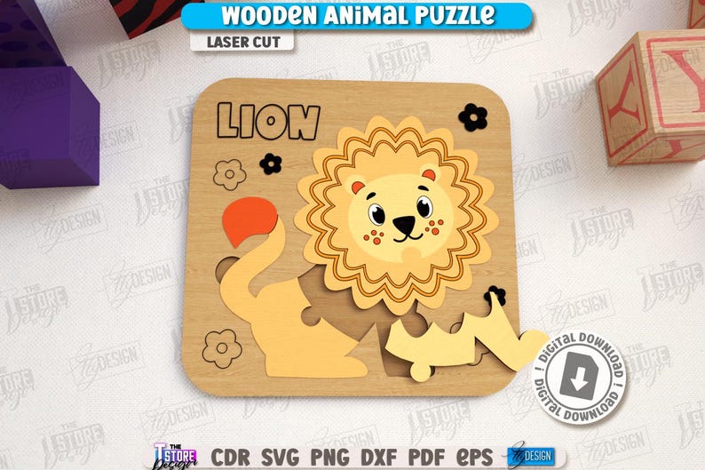 3d Wooden Kids Animal Puzzles Laser Cut Bundle, 3D Animal Puzzle Set ...