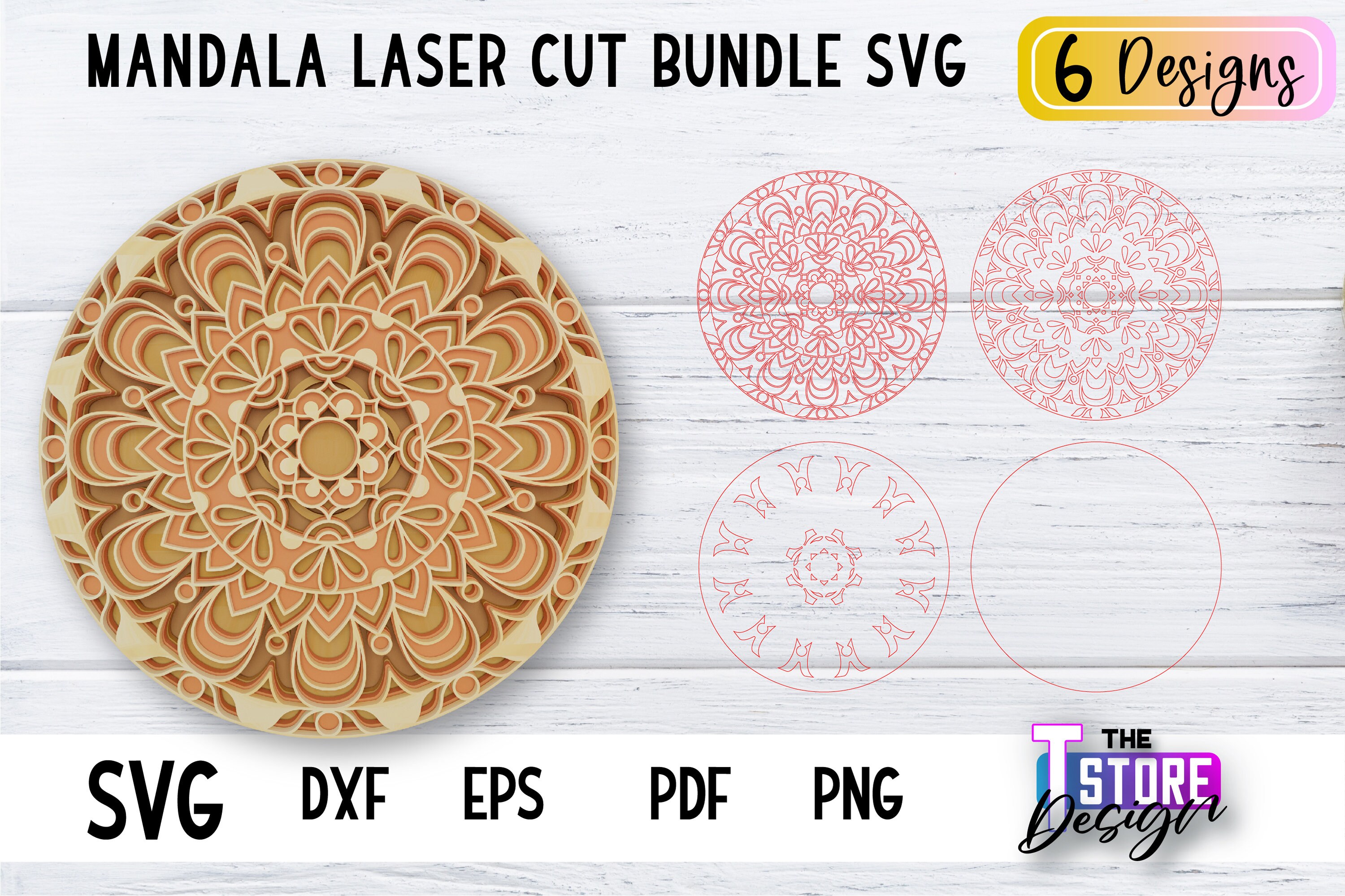 Artoz Mandala Lasercut-Sticker – 3 Größen (L, M, S), Säurefrei & Selbstklebend