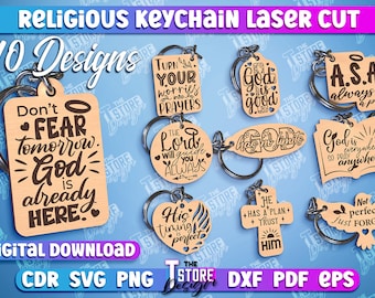 File di portachiavi religiosi tagliati al laser / Regali di fede religiosa / Portachiavi cristiano / SVG religioso / File di taglio della fede Svg / File di taglio laser di Gesù