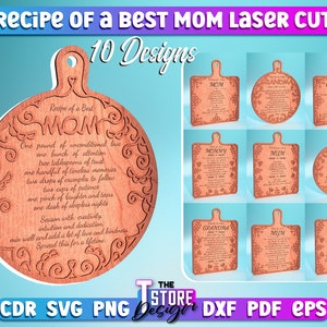 Recipe of a Best Mom Laser Cut SVG Bundle | Family SVG Design | Laser Cut Files