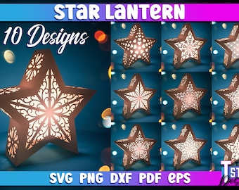 Star Lantern SVG Bundle | Paper Crafts | Paper Lamp SVG | Star Lantern Design