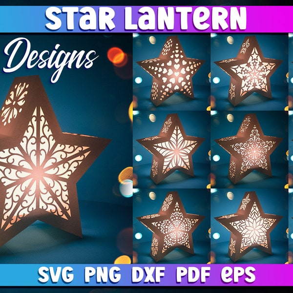 Stern Laterne SVG Bundle | Papierarbeiten | Papierlampe SVG | Stern Laterne Design