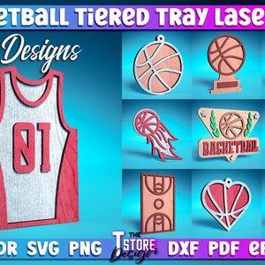 Basketbal gelaagde lade laser gesneden SVG bundel | Sport gelaagde lade SVG ontwerp | Lasergesneden bestanden