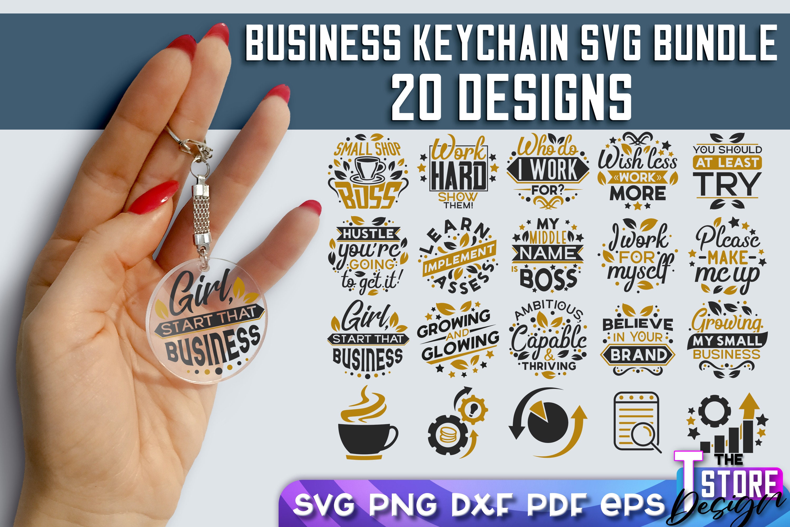 Business Quotes Keychain SVG Bundle Round Keychain Quotes SVG