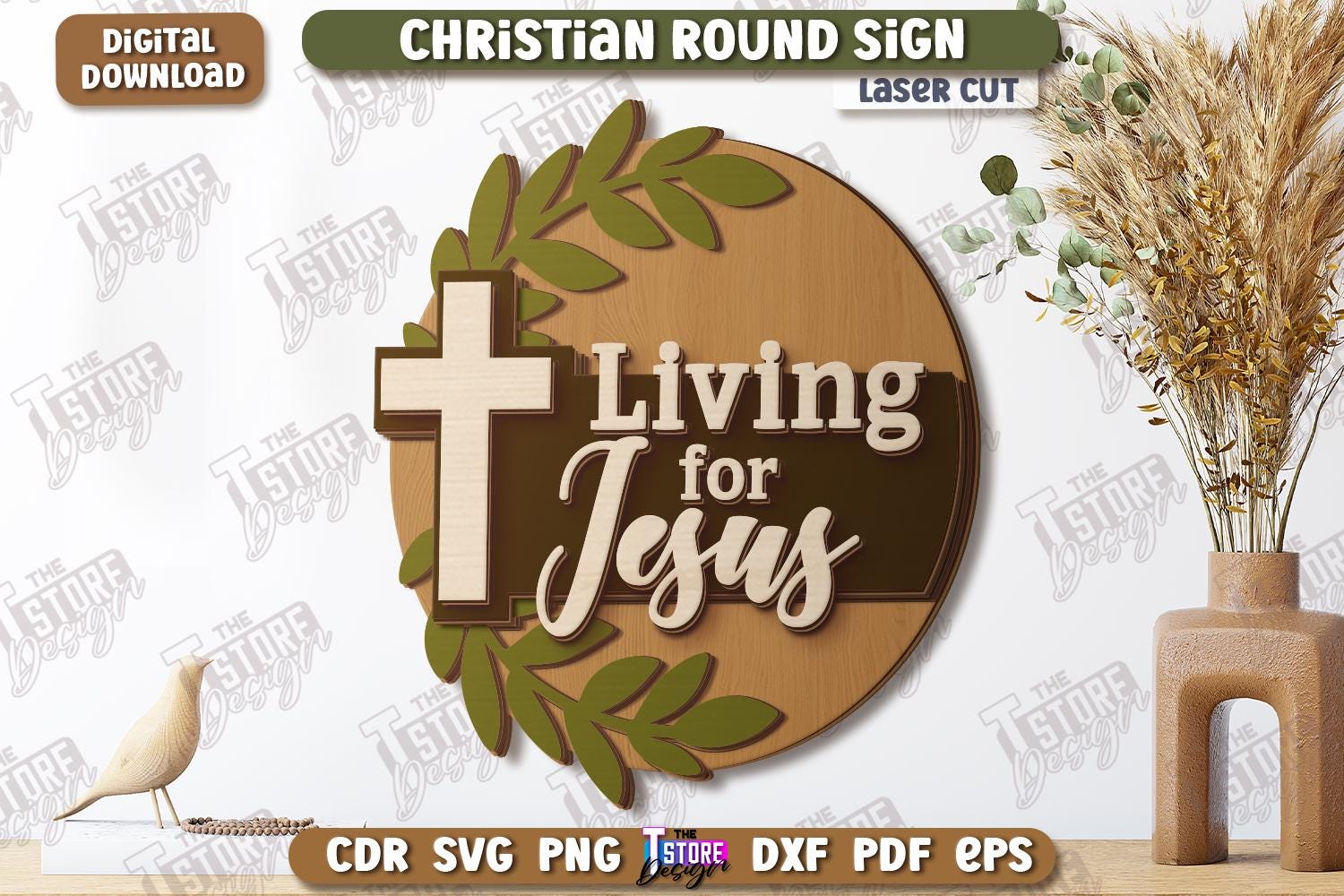 Christian Round Sign Laser Cut Bundle, Religious Welcome Door Signs ...