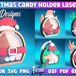 Christmas Candy Holder Laser Cut SVG | Candy Holder Laser Cut SVG Design | CNC Files