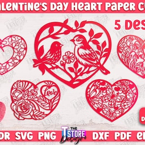 Valentines Day Heart Paper cut SVG Bundle, 3D valentine papercut, valentines lasercut file, heart shaped papercut, valentines day lace heart