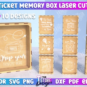 Ticket Memory Box Laser Cut, Personalized Shadow Box, Memory Box with Ticket Display, Memory Box For Travel Adventure, Ticket Holder Laser
