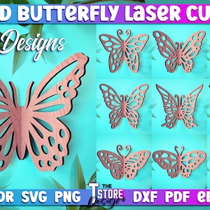 3D Butterfly Laser Cut SVG Bundle  | Butterfly Laser Cut SVG Design | CNC Files