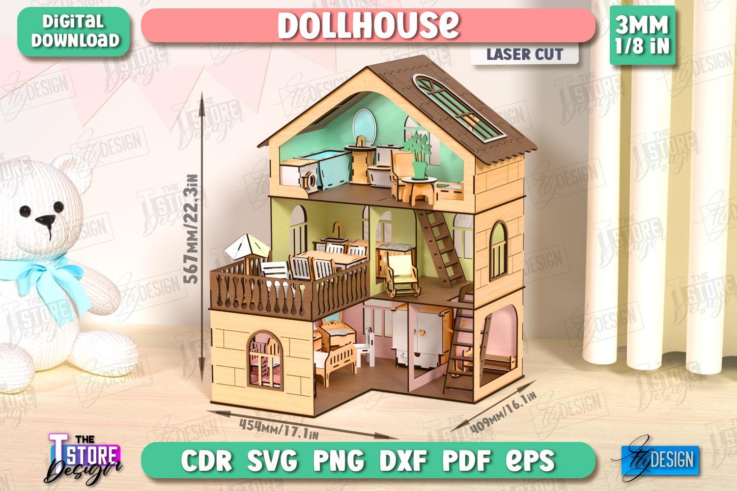 Wooden dollhouse - Etsy 日本