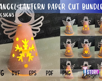 Angel Lantern SVG Bundle | Paper Crafts | Paper Lamp SVG | Angel Lantern Design