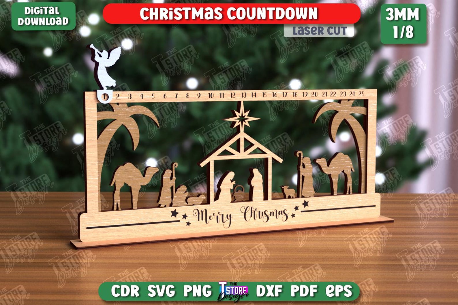 3d Christmas Countdown Laser Cut Bundle, Days Until Christmas Svg, Xmas ...
