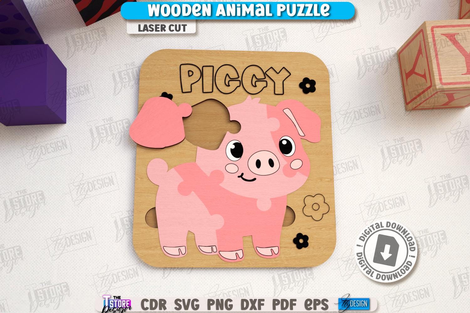 3d Wooden Kids Animal Puzzles Laser Cut Bundle, 3D Animal Puzzle Set ...