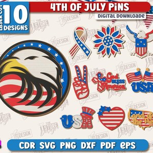 4th Of July Patriotic Brooch Pin – USA Star Tassel Chain Brooch For Independence Day - View #3
