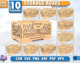 Wooden Stackable Storage Boxes Laser Cut Bundle, Decorative Box, Organizer, 3D Decorative Gift Boxes, Jewelry Boxes, Gift Boxes, Home Decor