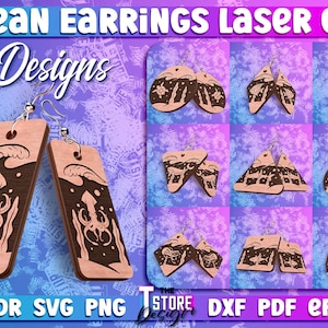 Ocean Earrings Laser Cut Design | Sea Earrings SVG Design | Accessories Laser Design | CNC Files