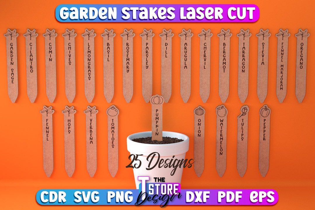 Garden Stakes SVG Bundle Plants Stakes SVG Design Laser Cut Files CNC