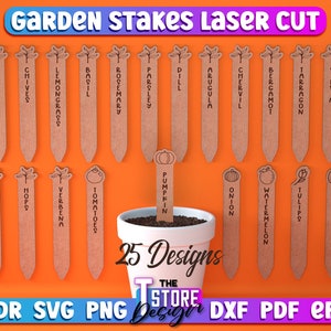 Bundle SVG de piquets de jardin | Plantes Enjeux SVG Design | Fichiers découpés au laser | Fichiers CNC v.1