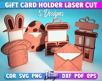 Gift Card Holder Laser Cut SVG Bundle | Card Holder SVG Design | Laser Cut Files | CNC Files
