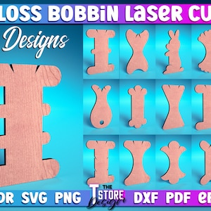 Floss Bobbin laser gesneden bundel | Floss Spoel Laser Ontwerp | Lasergesneden SVG-bundel | CNC-bestanden