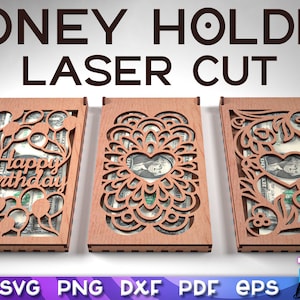Geldhalter Laser Cut SVG Bundle | Geldhalter Laser geschnitten SVG-Design | CNC-Dateien