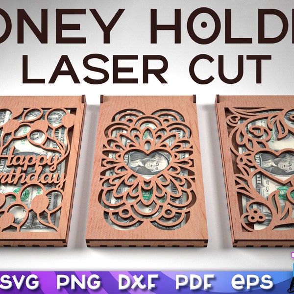 Money Holder Laser Cut SVG Bundle  | Money Holder Laser Cut SVG Design | CNC Files