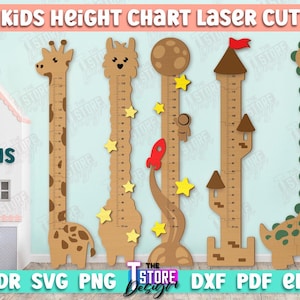 Messlatte für Kinder, Laser Cut Bundle, Wachstumsmessstab, Lasercut, personalisierte Wachstumsmesslatte, Lasercut, Holzschnitt, Messlatte für das Wachstum