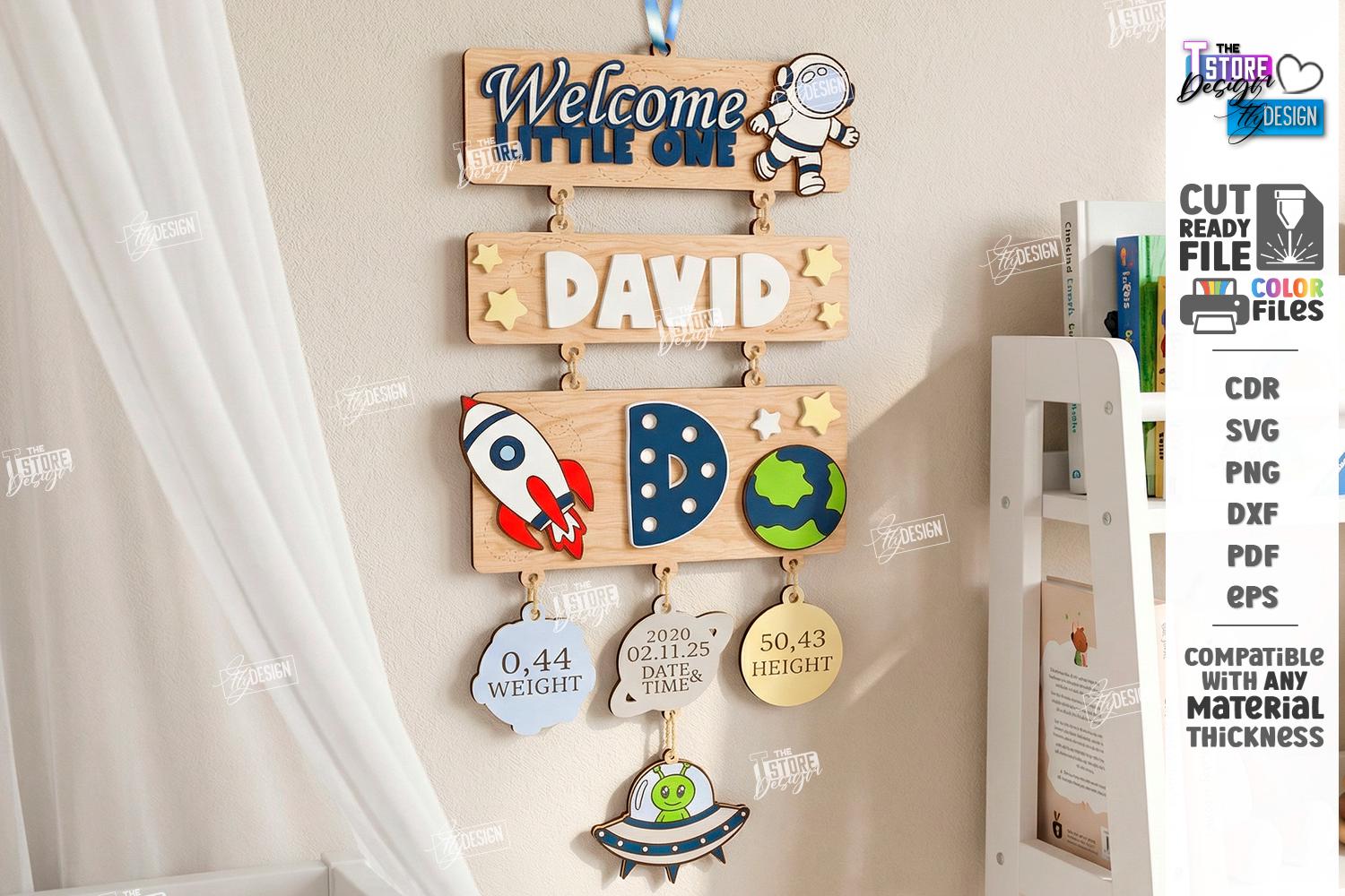 Newborn Baby Stats Sign Laser Cut Bundle, Layered Birth Announcement ...