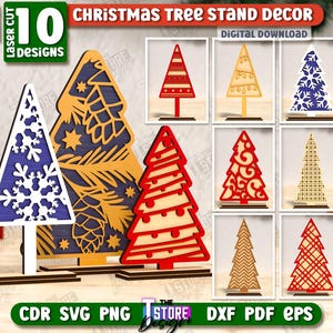 3d layered standing Christmas trees bundle, Christmas tree laser cut, Xmas shelf sitter, Xmas standing decor, Christmas pine tree laser cut